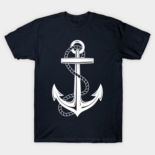 White Anchor T-Shirt by CafePretzel